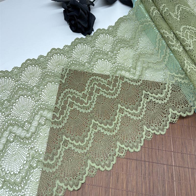24cm Wide Elastic Lace, Olive Green Spandex Stretch Lace Fabric for Sewing, Lingerie, Bra, Underwear, Dress, Garment, Home Decor, Crafting