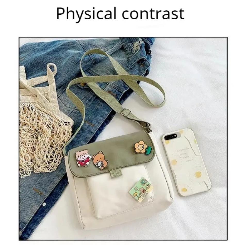 1 Stück Leinwand Kleine Tasche Damen Individuell Umhängetasche Niedlich Student Koreanischer Stil Einzelne Handytasche Schultertasche