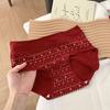 Lady Spring and Autumn Year Marriage Red Pure Cotton Extended Crotch Wrapped Hip Underwear