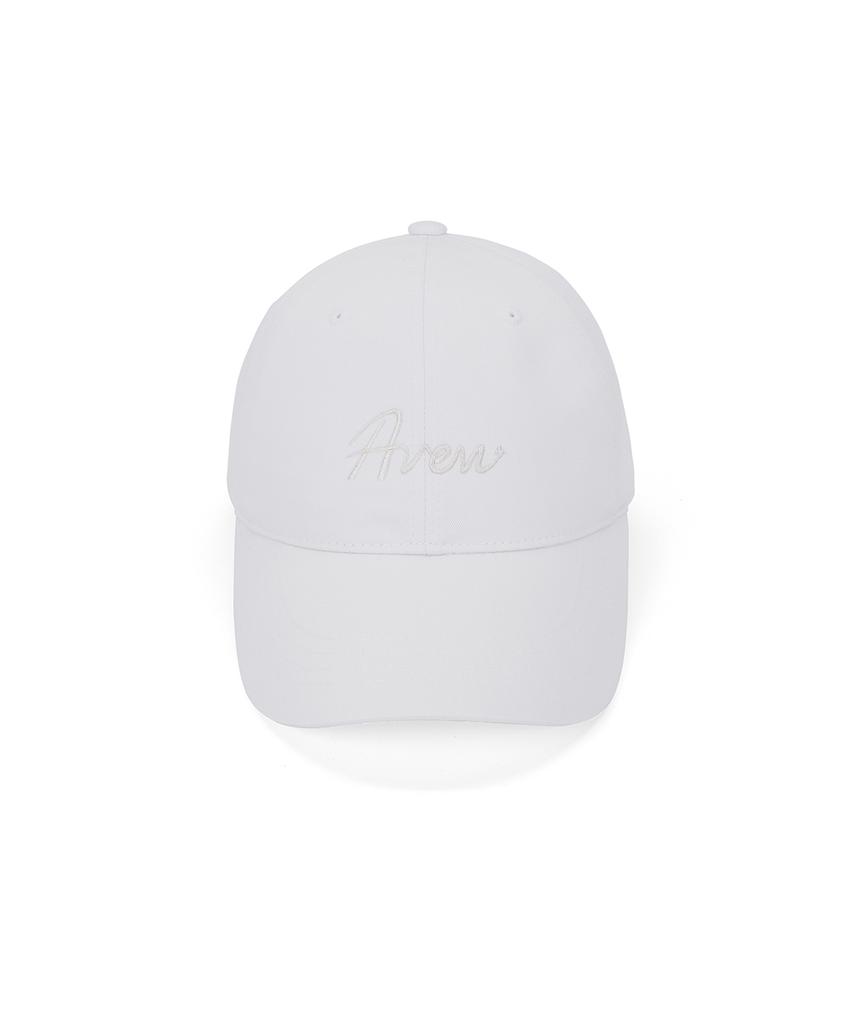 AVEN Cursive Embroidered Ball Cap White