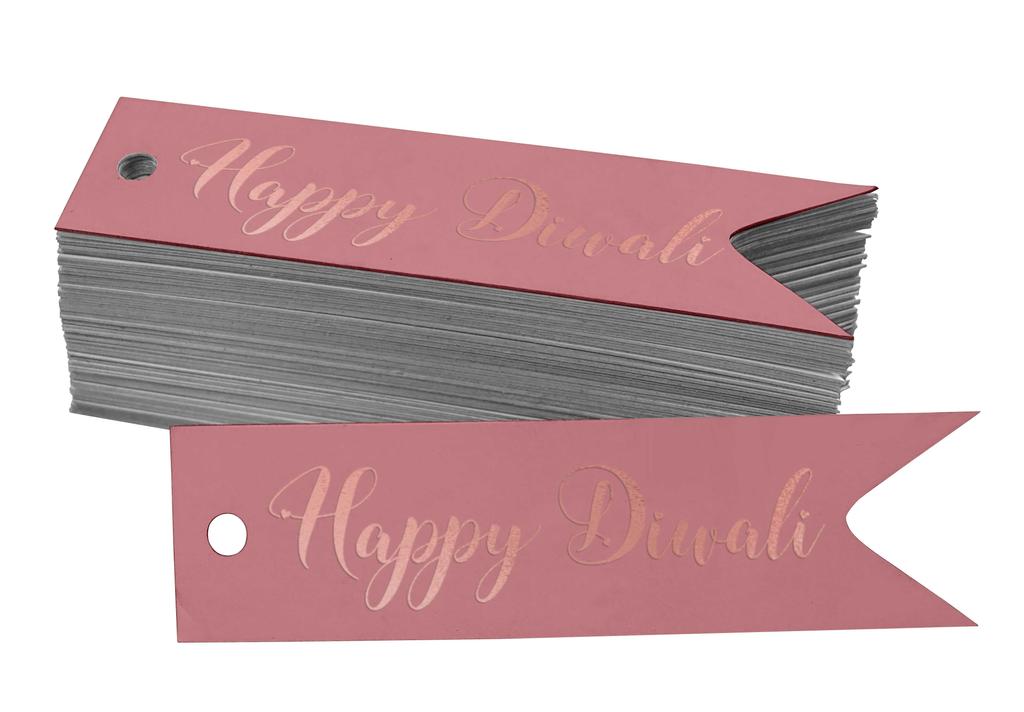 Inkdotpot Pack Of 100 Happy Diwali Favor Paper Tags Craft Real Gold Foil Hang