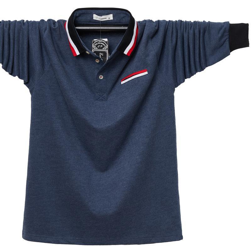 Nuevo POLO de manga larga de talla grande para hombre, camiseta holgada informal de negocios de manga larga