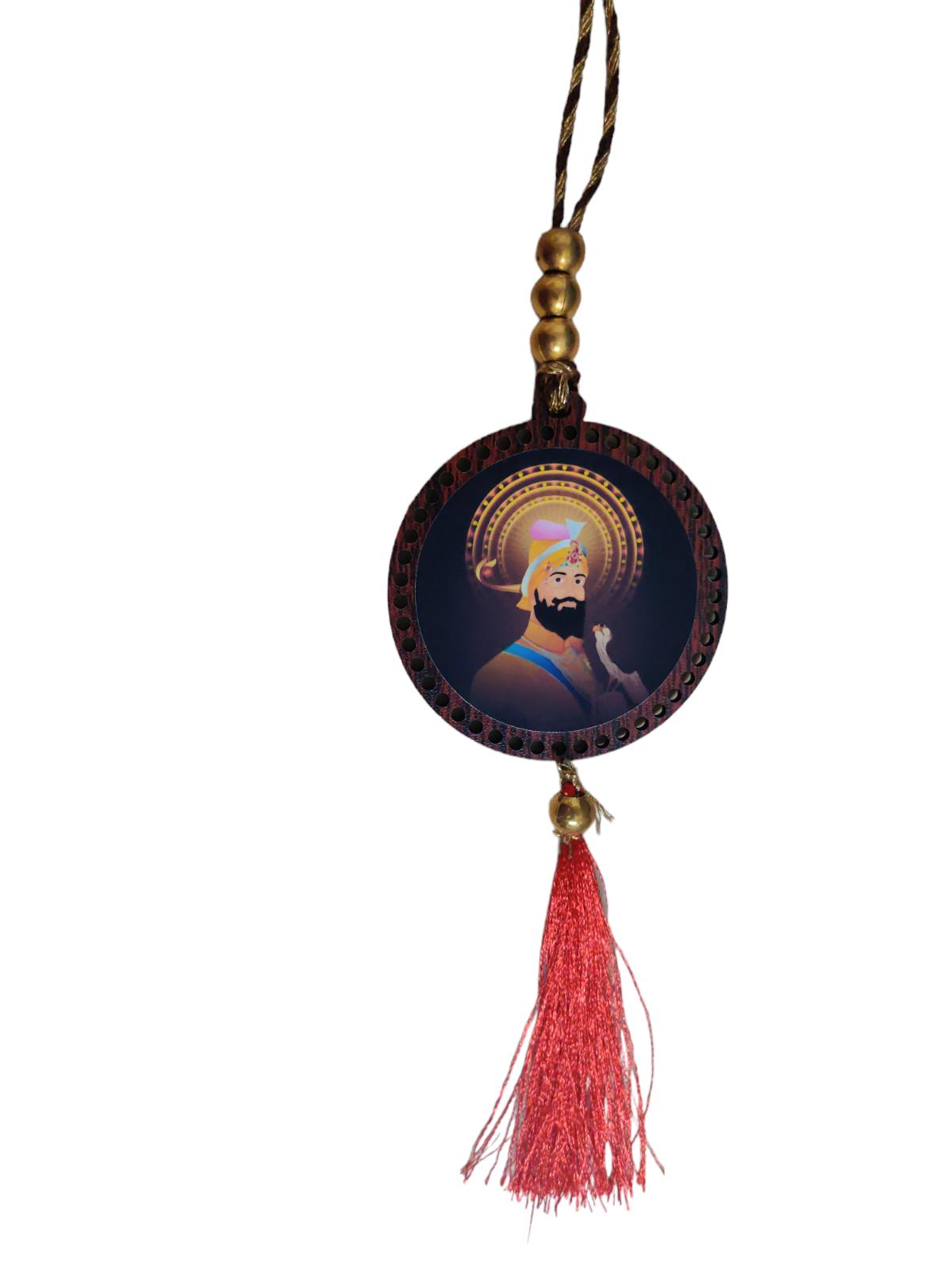 @ Sikh Guru Gobind Singh Car Hanging With Red Thread Tassel
