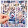 50-Piece Elegant Church Window Stickers - Waterproof DIY Decorative Decals for Notebooks, Laptops, Journals & Phone Cases