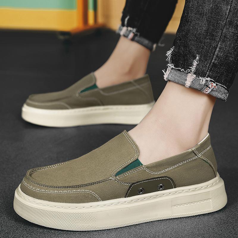 

Обувь из ткани — модная и дышащая для мальчиков. Однопедальные парусиновые туфли увеличивают высоту обуви для катания на доске. Повседневная ленивая обувь 44 трава зеленый