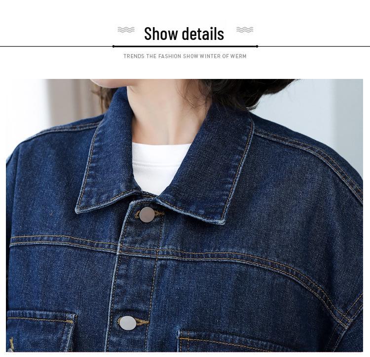 Jachetă Denim Damă Mărime Mare - Stil Hong Kong de Primăvară și Toamnă