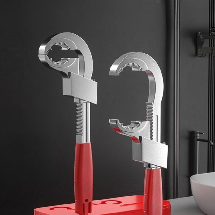 Adjustable Basin Wrench With Interchangeable Heads Faucet Repair Tool For Sink Installation with Nonslip Teeth Design