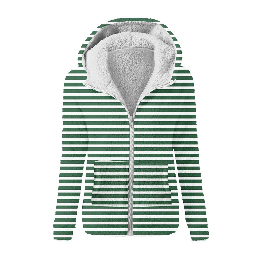 Dámská módní mikina s volným plyšovým zipem s kapucí a potiskem