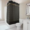 Elegant Black and Gold Leaf Seamless Pattern Chevron Striped Shower Curtain Bathroom Curtain with Hook Bathroom Curtains L220cm