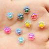 50Pcs New Cute Mini Resin Electroplating Aurora Color Cat Paw Flatback Ornament Jewelry Making Manicure Hairwear Accessories A42