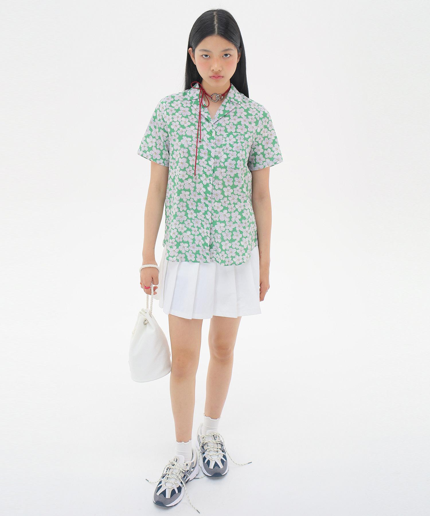 Jun Jun Space Seersucker Floral Shirts_Green S