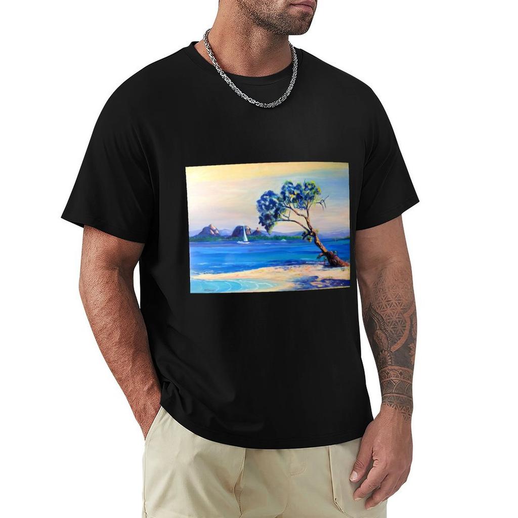 Bribie Island Across Pumicestone Passage Tshirt Vintage Style Printed Top
