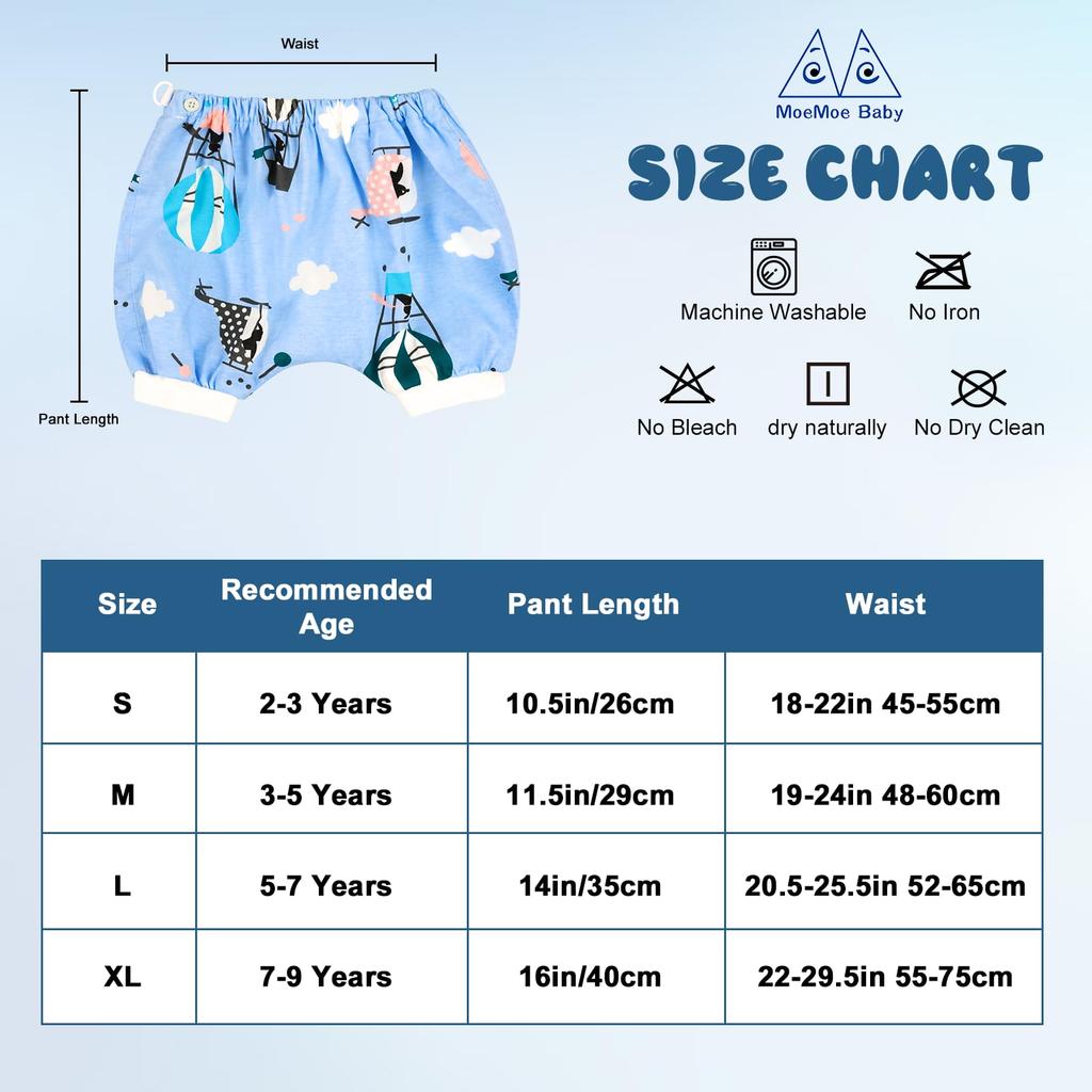MOEMOE BABY Bedwetting Shorts Diaper Breathable Pants for Boys and Girls Ages (2-Pack) - Leak-Proof Pants, Pumpkin-Shaped 1-3