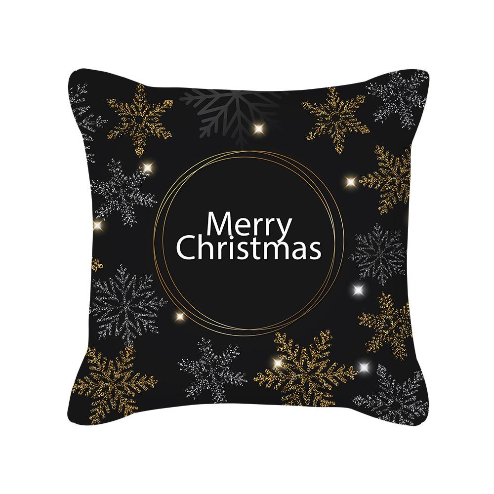 Pillow Peach Velvet Black Gold Christmas Pillow New Snowflake Letter Sofa Bedside Pillow Cover