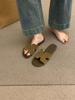 Niche design open-toed slippers women's outer wear 2025 summer new vacation Roman lazy flat sandals