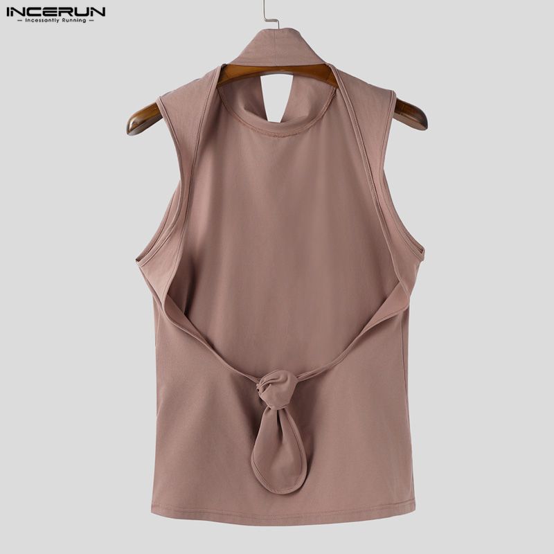 INCERUN Men Women Sleeveless Backless Casual Fitted Party Tank Tops