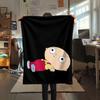 Stewie Griffin Printed Flannel Blanket, soft throw for bedroom sofa, washable, fan merchandise, great gift.