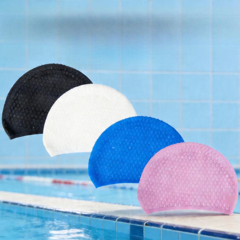 Men's and Women's Thickened and Enlarged Water Drop Silicone Swimming Caps, Silicone Women's Long Hair Waterproof Swimming Caps