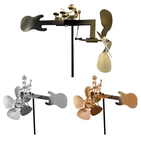 Moară de vânt metalică artizanală cu baterist, statuetă de percuționist, sculptură cinetică cu baterist acționată de vânt, spinner de vânt, decor pentru curte, gazon, grădină, terasă