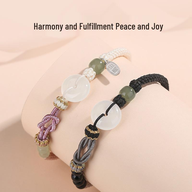 Tichya Chalcedony Ping'an Buckle Couple Bracelet - Niche Love Vows Woven Design Gift