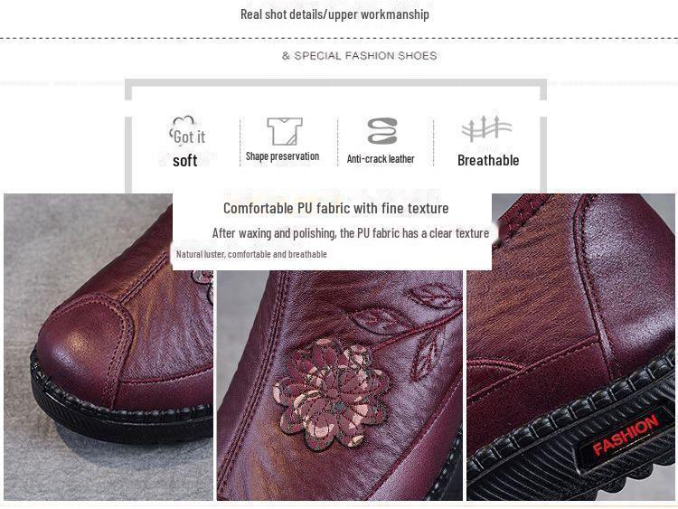 Women's Plus Velvet Winter Boots - Warm, Soft, Non-Slip Old Beijing-Style Shoes for Middle-Aged & Elderly