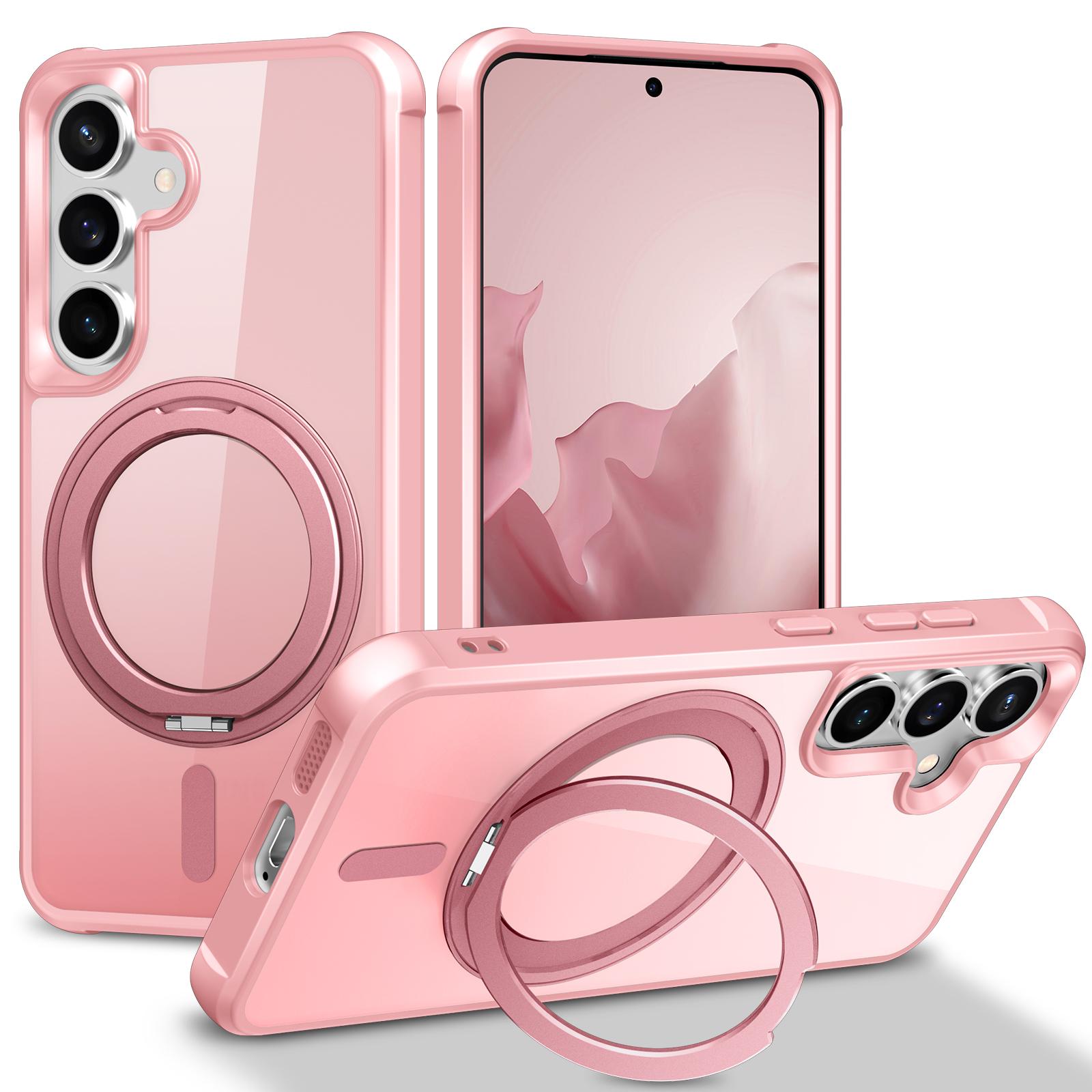 

Для Samsung Galaxy S25/S24 Чохол Сумісний з MagSafe Обертовий Кільце-Підставка TPU+PC Чохол для Телефону Pink