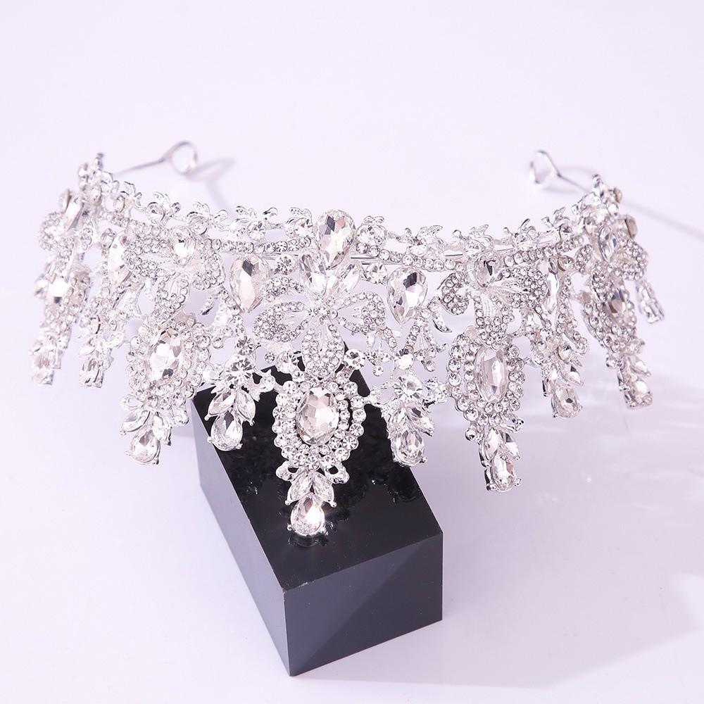 Handmade Crystal Crown Exquisite Baroque Headpiece Rhinestone Headband Bridal Tiara Bridesmaid