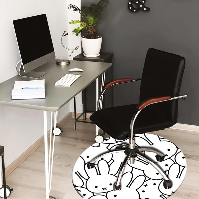 1pc Bunny Pattern Coloring Page Round Carpet, Made of Polyester,Perfect for Decorating Office Chairs, Living Rooms, A Vibrant Decorative Rug