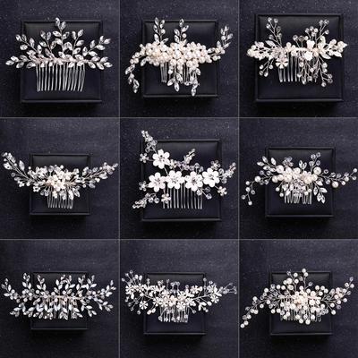 Handmade Silver Crystal Flower Hair Comb Pearl Rhinestone Flower Hair Combs For Women Bride Hair Jewelry Wedding Hair Accessorie