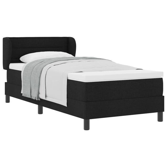 Bed Base with Mattress vidaXL Black 90x200 Cm Fabric 3339942