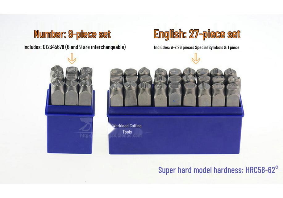 Super Hard Steel Character Stamps: English Type, Sizes 3-12.5mm (Type 3, 4, 5, 6, 8, 10)