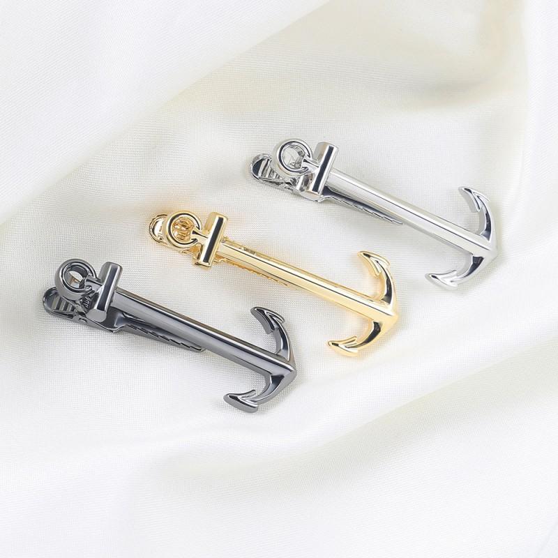 Electroplating Gold Silver Gun Black Boat Anchor Tie Clip Fun Metal Men's