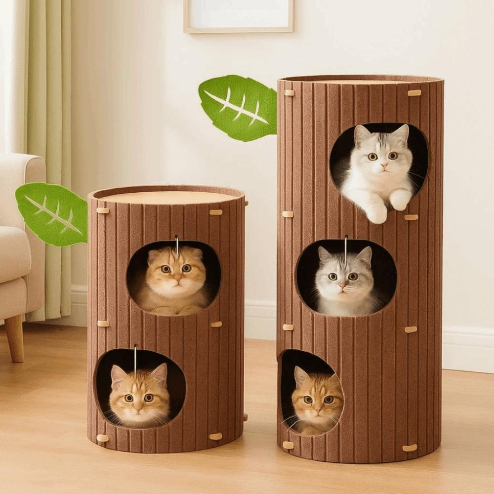 Tree Hole Cave Cat Bed Multi-layer Cats Tunnel Condo Cat Castle House  Scratching/sleeping/playing