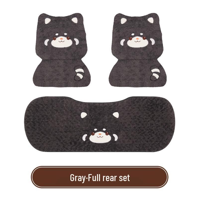 Cartoon Raccoon Winter Plush Car Seat Cushion