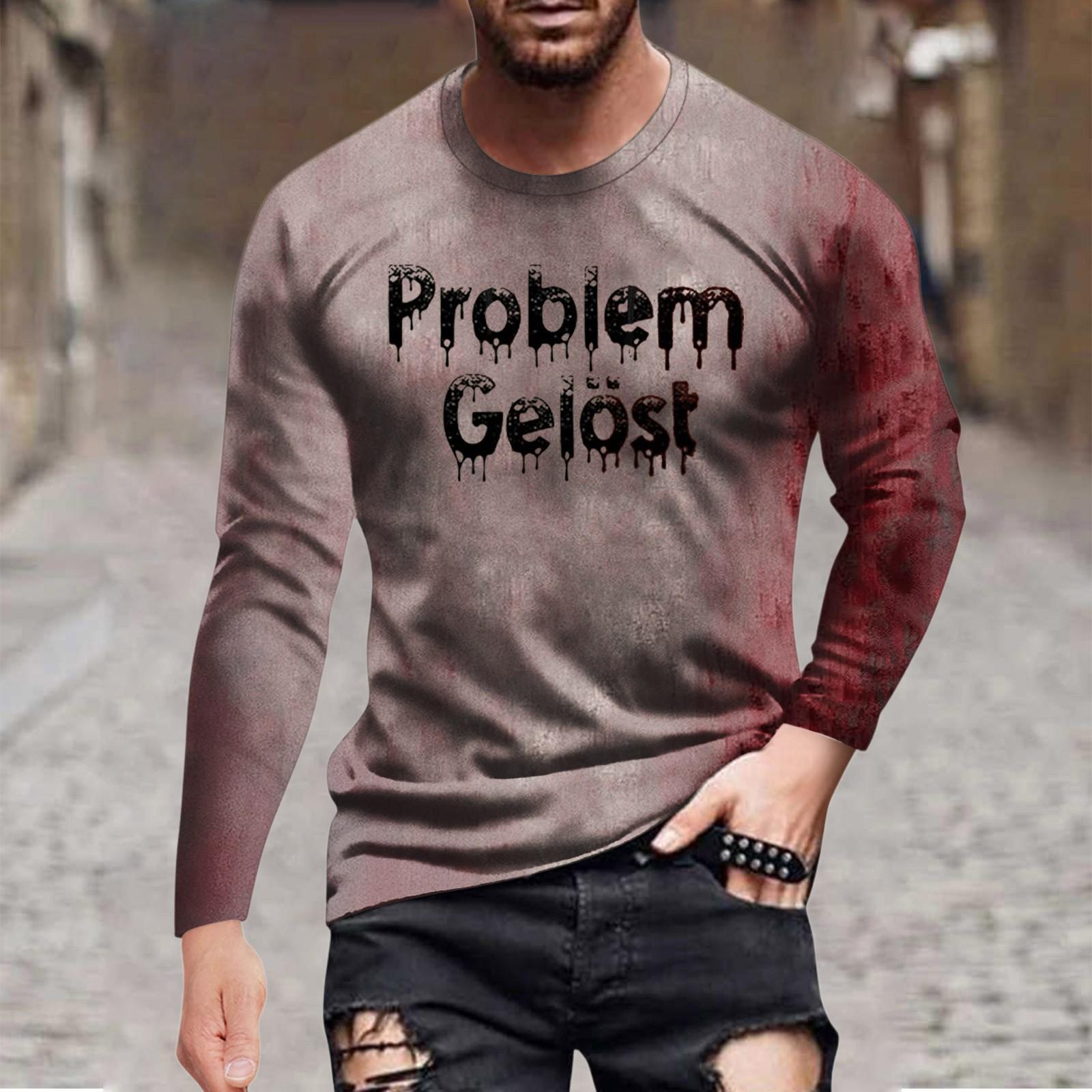 

Хэллоуинский принт Мужская футболка с длинным рукавом Повседневная одежда XXL