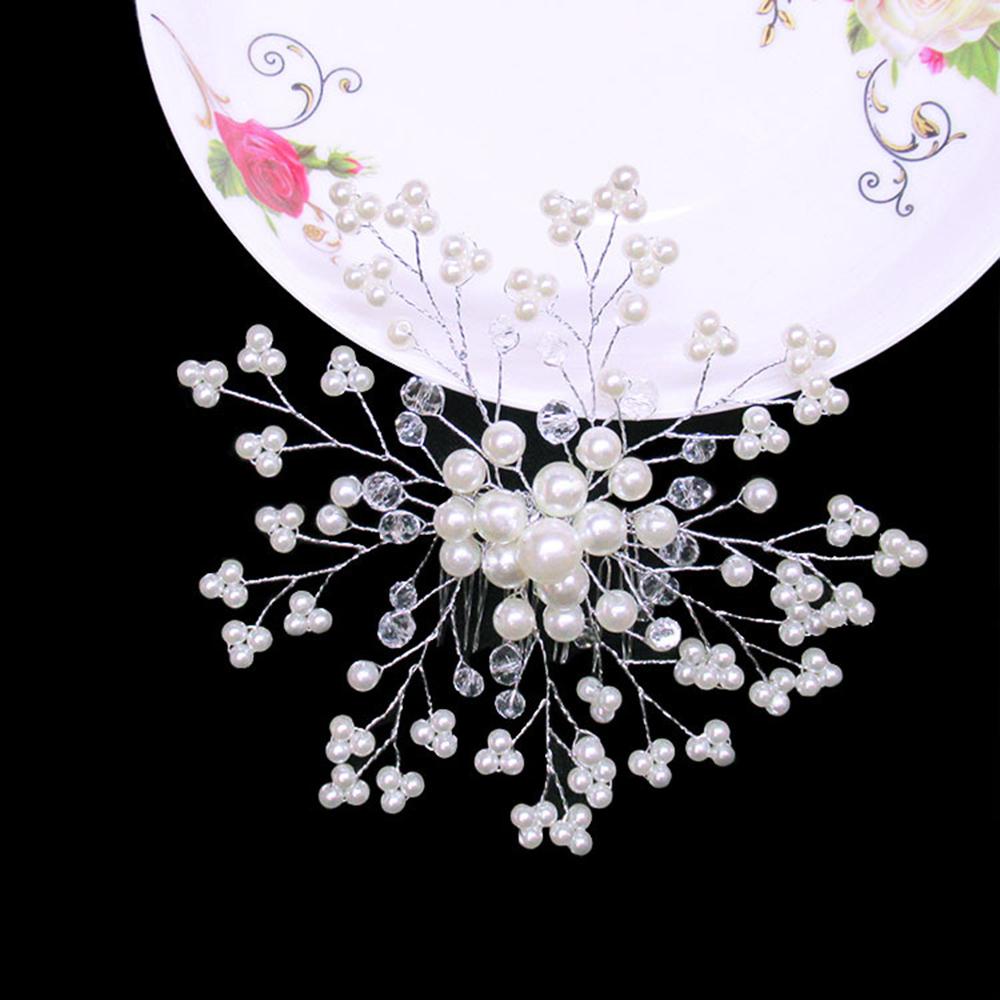 Fashion Bride Pearl Side Comb for Hair Women Girls Wedding Pageant Tiara Bridal Headdress Hair Pins Hair Accessories Jewelry