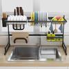 Nordic Carbon Steel Over-Sink Dish Drying Rack with Countertop Storage