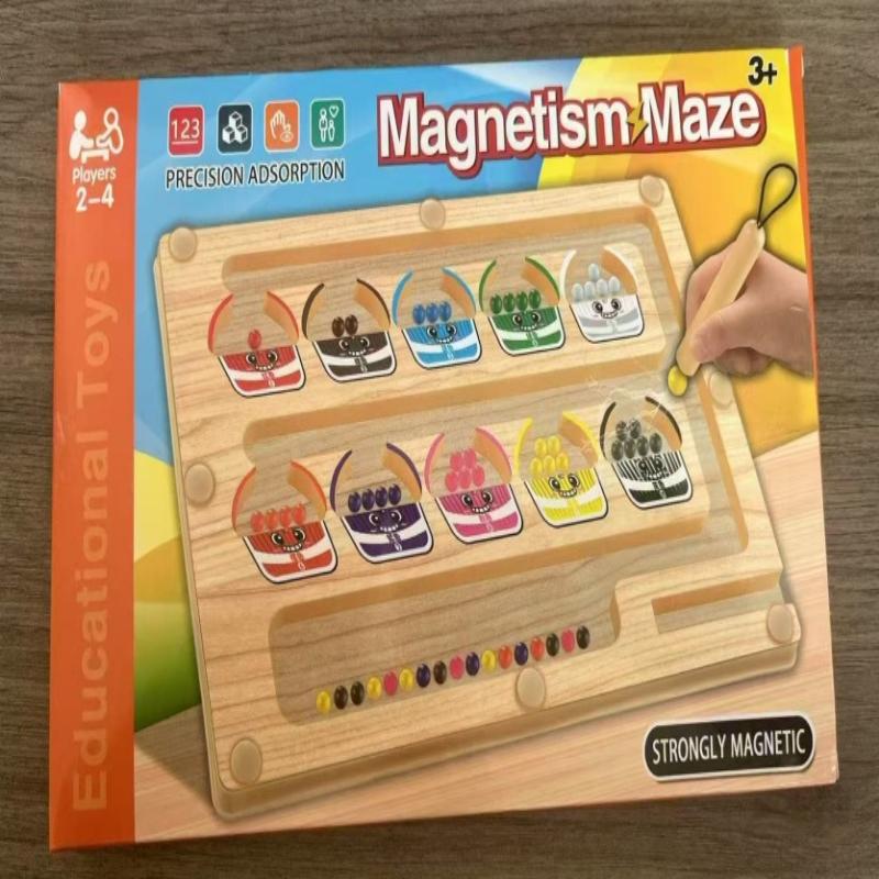

Магнитный цифровой лабиринт с перекатывающимися бусинами для детей 3-6 лет, деревянные игрушки для тренировки ума, раннего развития, 7 обучающих игрушек для логического мышления жёлтый