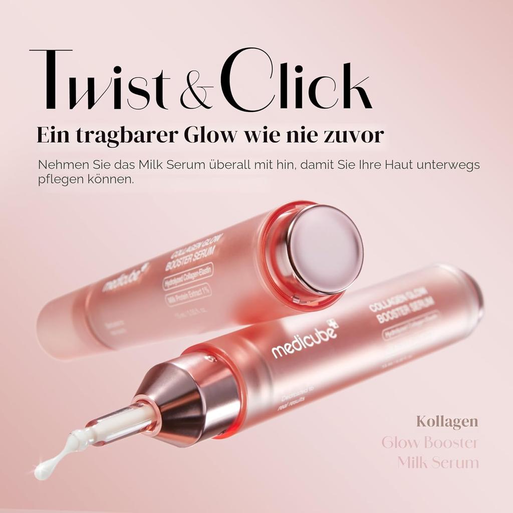 Medicube Collagen Glow Booster Milk Serum - Twist & Click - Serum with Niacinamide, Milk Extract & Hydrolysed Collagen for Brighter