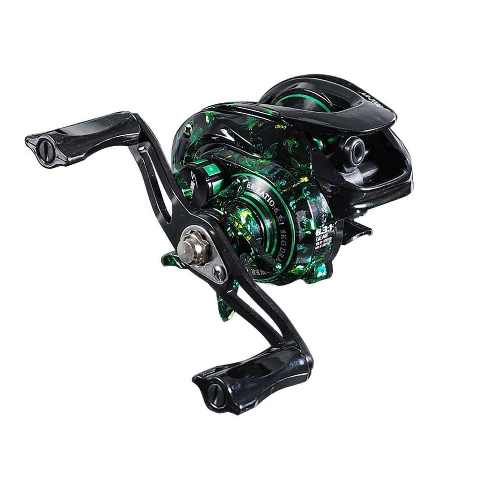 

Baitcasting Fishing Reel for Salt and Freshwater Powerful Magnetic Long Max Drag Force Gear Ratio Right Reel, Fishing, Left/Right Handle, зелёный