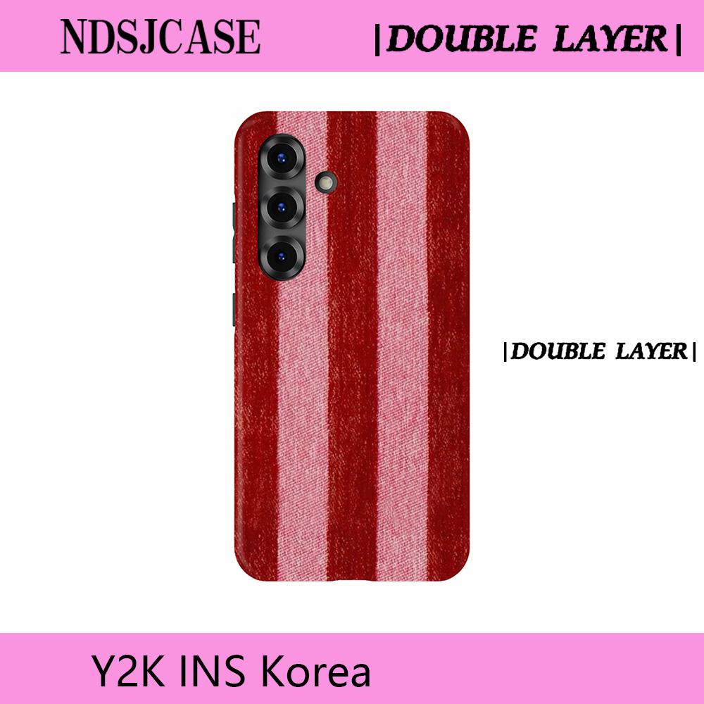 

Luxury Clmj SWAG Merry Stripes Phone Case for Samsung Galaxy A56 S20 S23 S24 S25 S26 FE Plus Ultra Edge 4G 5G Double-layer Back S25 Ultra 5G