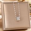 Women's Silver Titanium Steel Necklace with Micro-Inlaid Zircon - Elegant, Durable Clavicle Chain Jewelry