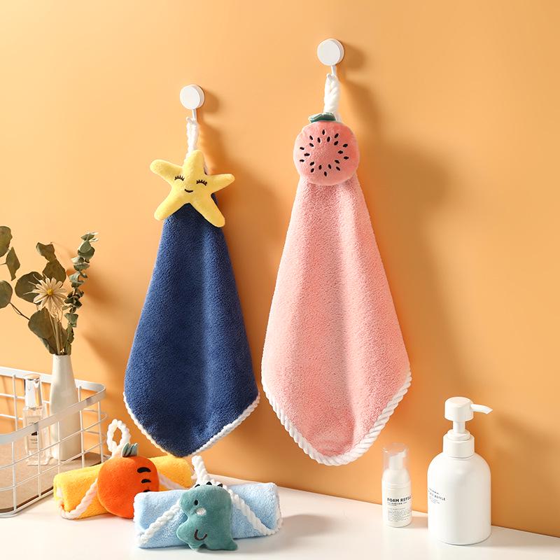 Uroczy Kreskówkowy Ręcznik do Rąk z Polaru Koralowego dla Kuchni