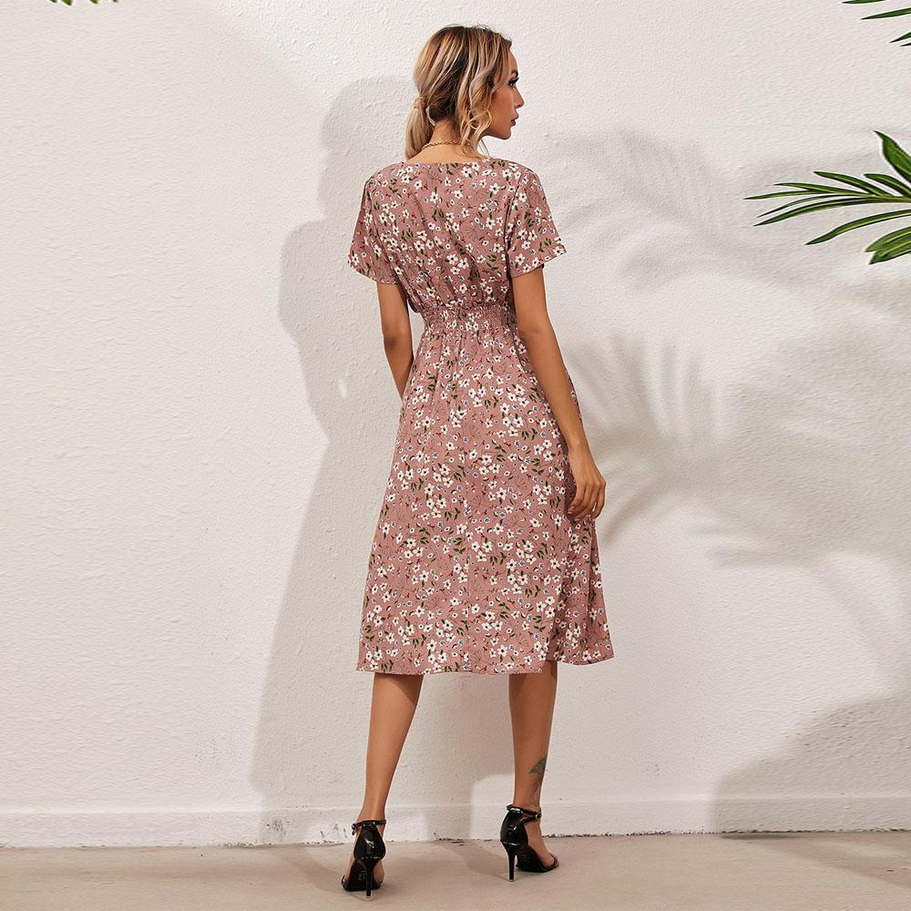 Women's Fashion Clothes A-Line Casual Summer Dress Wide Ladies Floral Print Beach Dress for Women