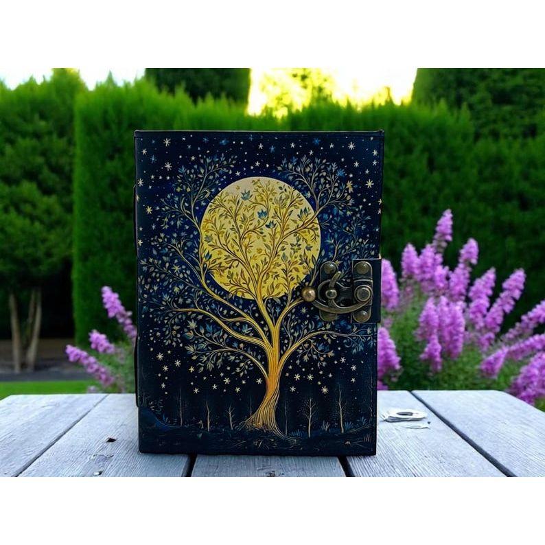 Grimoire Leather Journal For Women, Handmade Tree of Life, Blank Spell Book of Shadows, Junk Journal, Gift For Him Her