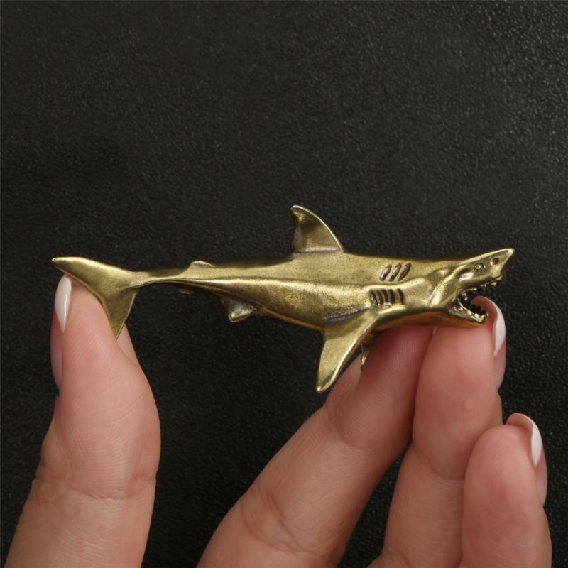 Handmade Shark Figurine Brass Fish Sculpture for Distinctive Interior Designs and Gift Purposes Delicate and Stands Out