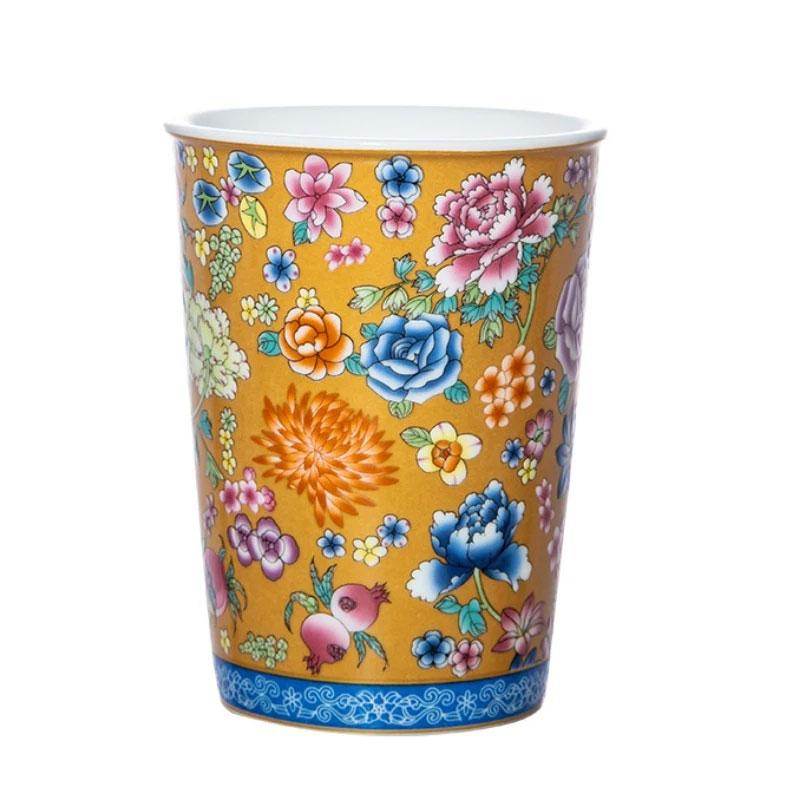 A Handless Ceramic Tea Cups Bar Mugs Floral Pattern Ceramic Tiki Painted Cocktail Cups Personalized Chinese-style Ceramic Cups
