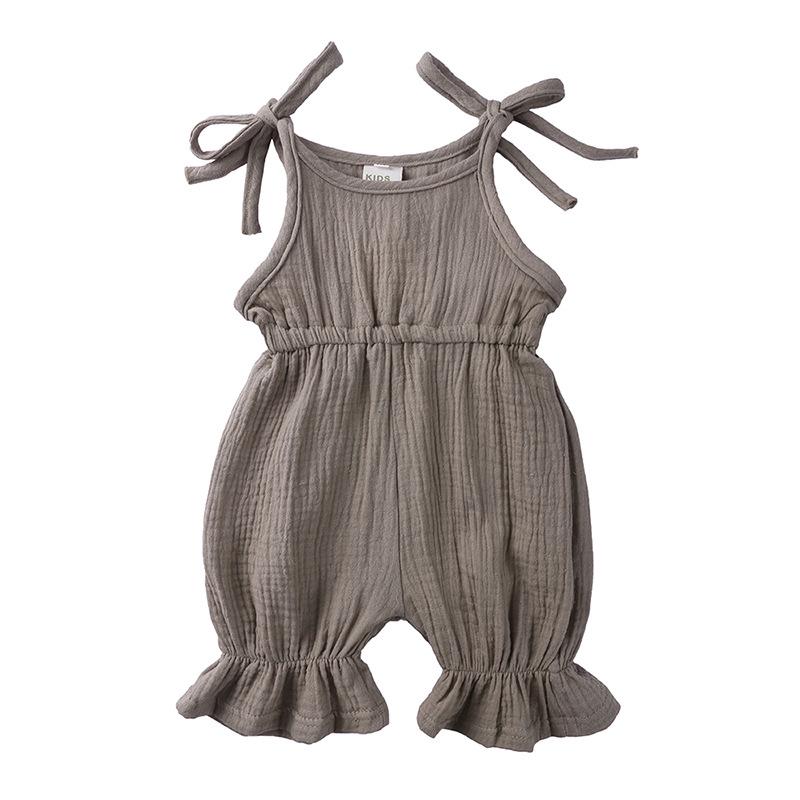 INS Baby & Toddler Cotton/Linen Suspender Romper with Lace Leg Openings