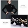 Elegant Simple Bow Brooches For Women Bowknot Pin Pearl Pendant Safety Lapel Pins Wedding Jewelry Body Accessories Creative Gift