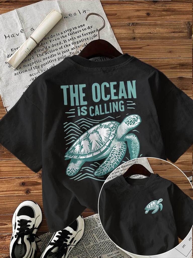 The Ocean is Calling Sea Turtle Graphic T Shirt Unisex Unisex Summer Casual Short Sleeve Graphic Tees Playeras De mujeres